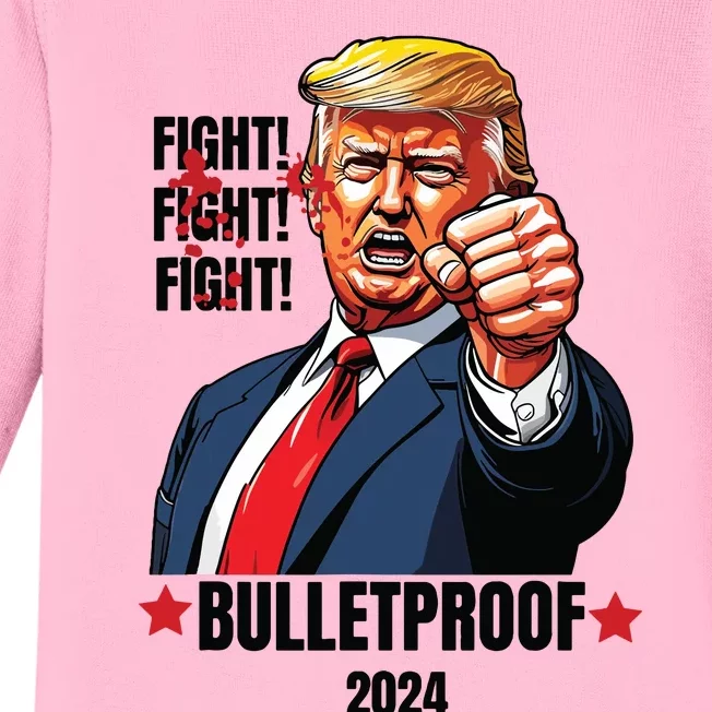 Trump Shot Bulletproof Bloody Ear Bleeding Butler Pa Trump Baby Long Sleeve Bodysuit