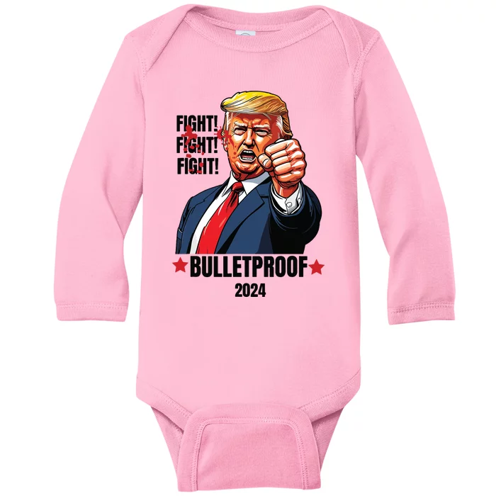 Trump Shot Bulletproof Bloody Ear Bleeding Butler Pa Trump Baby Long Sleeve Bodysuit