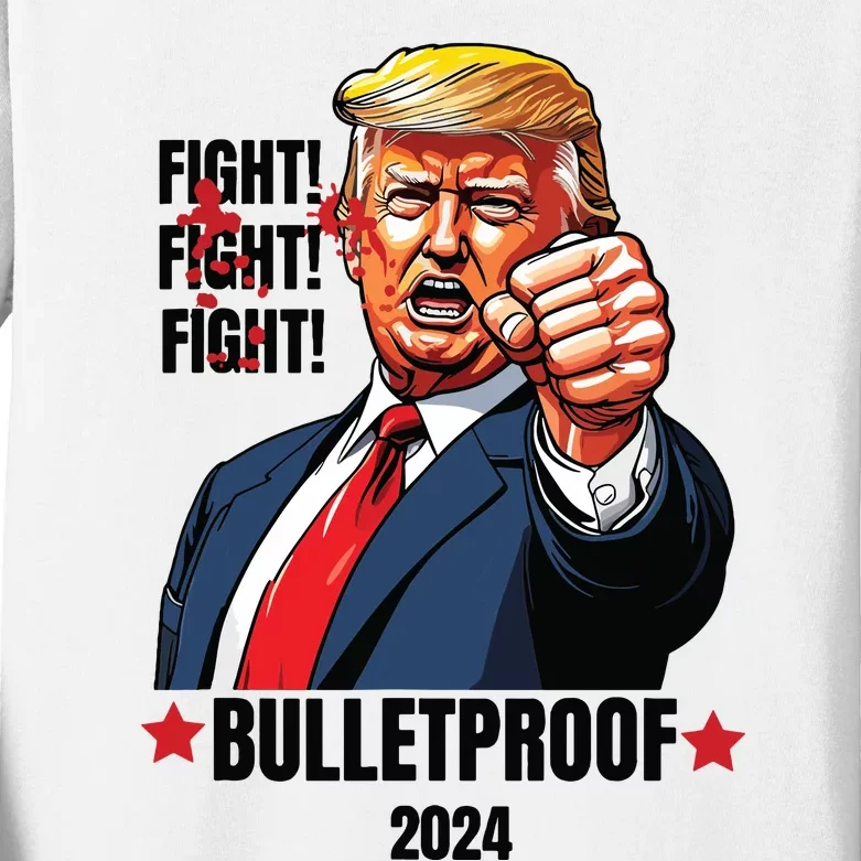 Trump Shot Bulletproof Bloody Ear Bleeding Butler Pa Trump Kids Long Sleeve Shirt