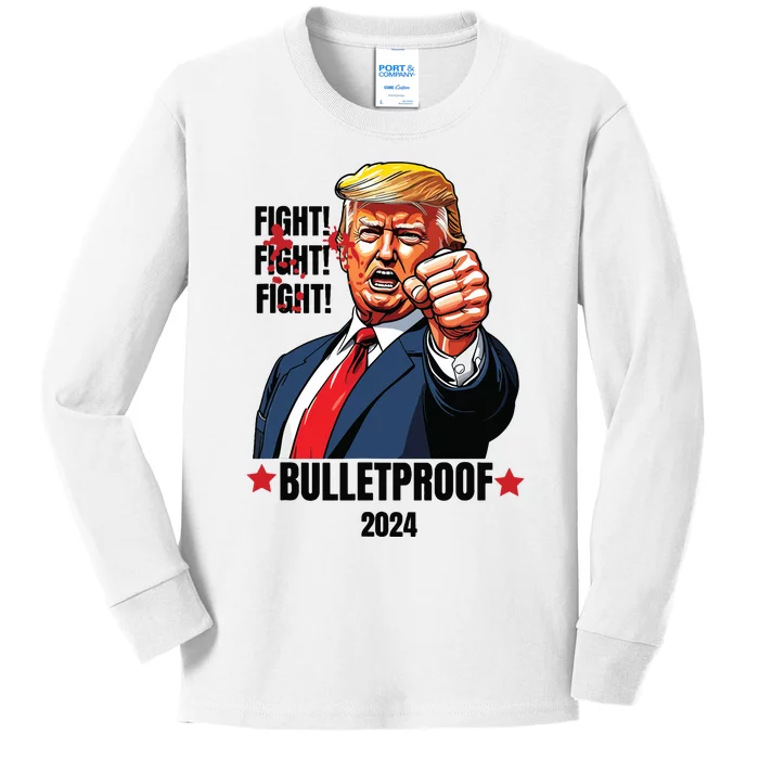 Trump Shot Bulletproof Bloody Ear Bleeding Butler Pa Trump Kids Long Sleeve Shirt