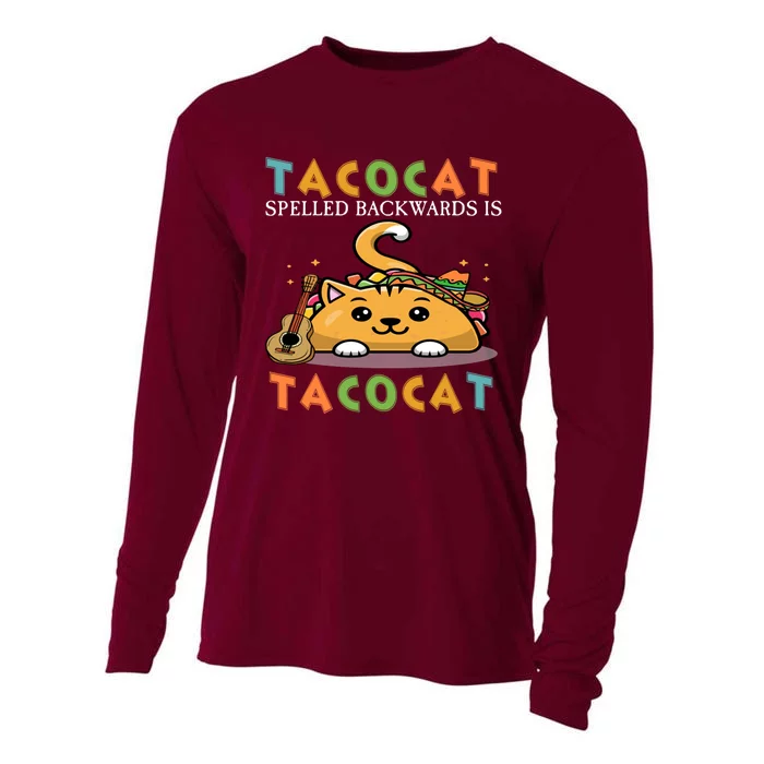 Tacocat Spelled Backward Is Tacocat Love Cat And Taco Cooling Performance Long Sleeve Crew