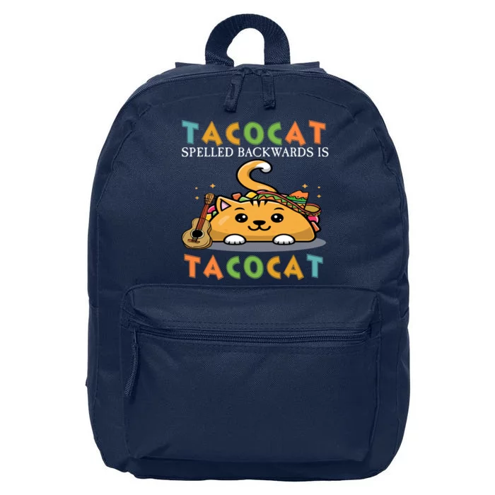 Tacocat Spelled Backward Is Tacocat Love Cat And Taco 16 in Basic Backpack