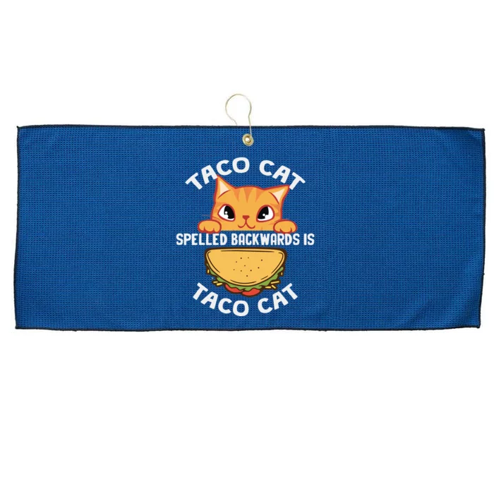 Tacocat Spelled Backward Is Tacocat Funny Cat Dad, Cat Mom Large Microfiber Waffle Golf Towel