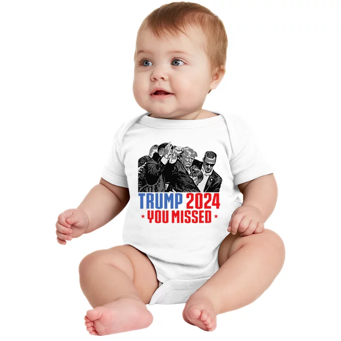 Trump Shot Bulletproof Bloody Ear Bleeding Butler Pa Trump Baby Bodysuit