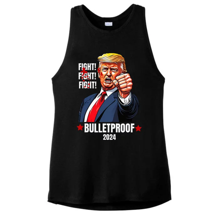 Trump Shot Bulletproof Bloody Ear Bleeding Butler Pa Trump Ladies Tri-Blend Wicking Tank