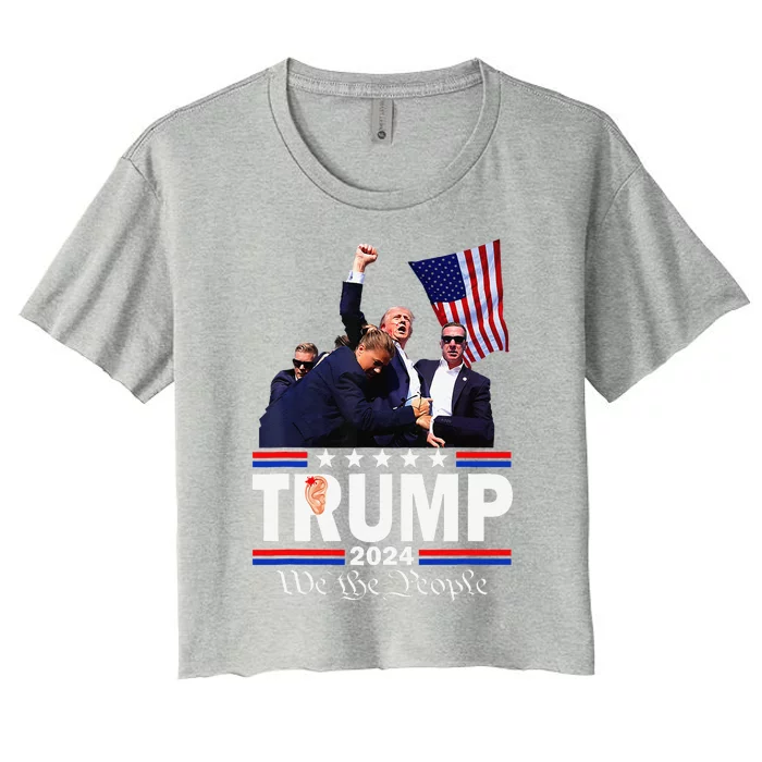 Trump Shot Bulletproof Bloody Ear Bleeding Butler Pa Trump Women's Crop Top Tee