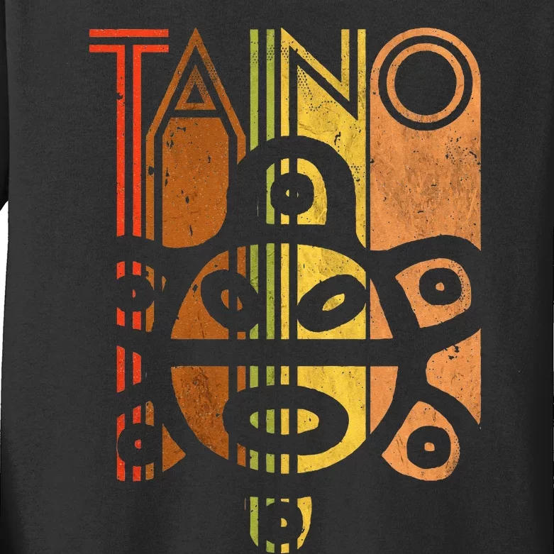 Taino Sun Boricua Vintage Taino Gift Of Puerto Rico Kids Long Sleeve Shirt