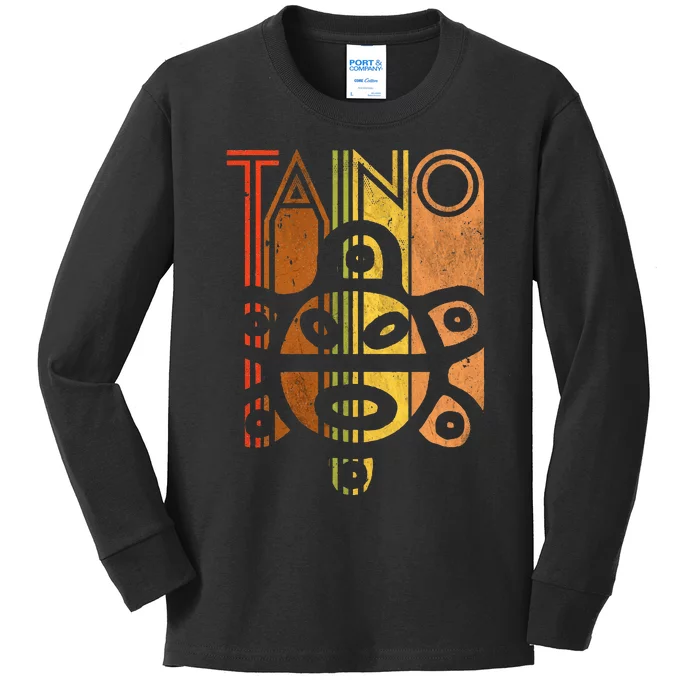 Taino Sun Boricua Vintage Taino Gift Of Puerto Rico Kids Long Sleeve Shirt