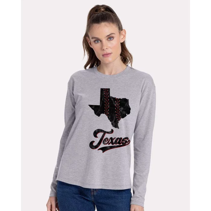 Texas State Baseball Lover Womens Cotton Relaxed Long Sleeve T-Shirt