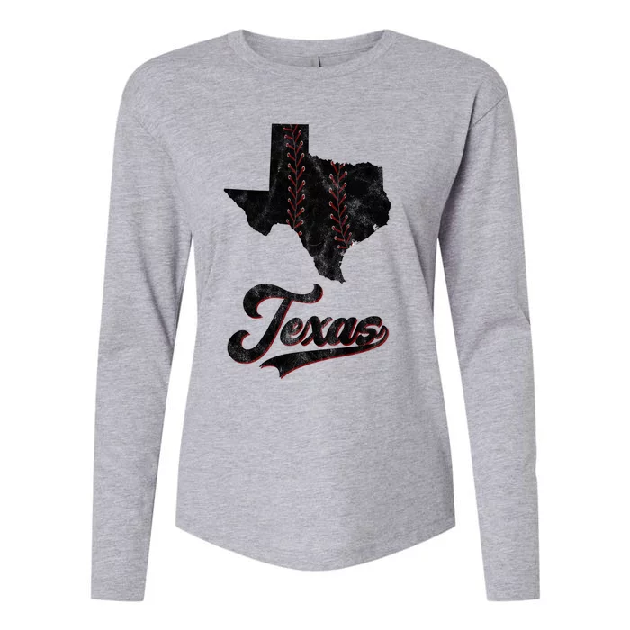 Texas State Baseball Lover Womens Cotton Relaxed Long Sleeve T-Shirt