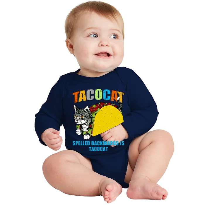 Tacocat Spelled Backwards Is Tacocat Baby Long Sleeve Bodysuit