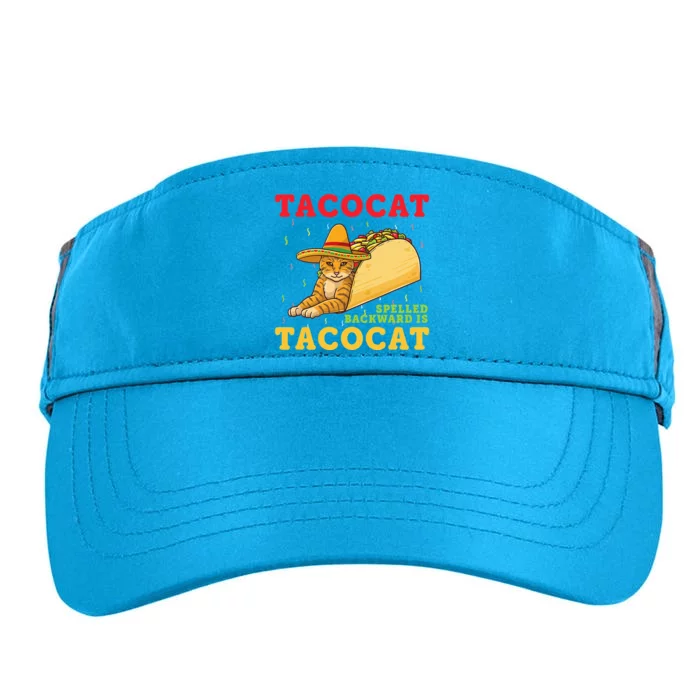 Tacocat Spelled Backwards Tacos and Cats Cinco De Mayo Cat Adult Drive Performance Visor