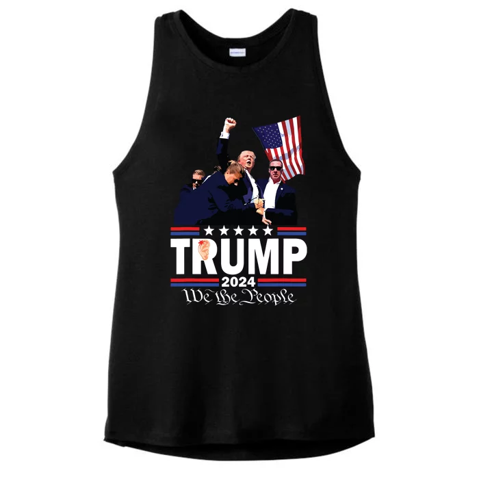 Trump Shot Bulletproof Bloody Ear Bleeding Butler Pa Trump Ladies Tri-Blend Wicking Tank