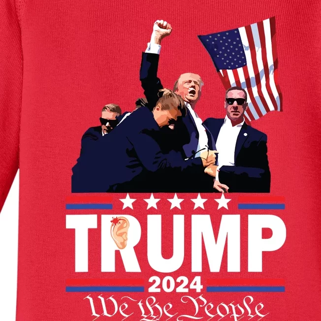 Trump Shot Bulletproof Bloody Ear Bleeding Butler Pa Trump Baby Long Sleeve Bodysuit