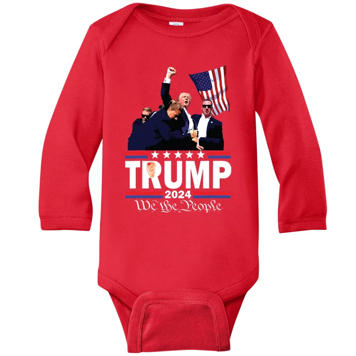 Trump Shot Bulletproof Bloody Ear Bleeding Butler Pa Trump Baby Long Sleeve Bodysuit