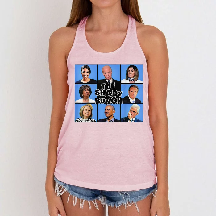 The Shady Bunch Funny Past Presidents Women's Knotted Racerback Tank