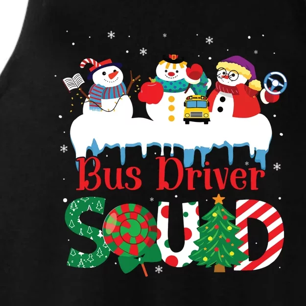 Three Snowman Bus Driver Squad Christmas Women Ladies Tri-Blend Wicking Tank