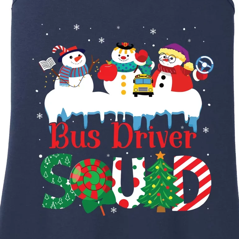 Three Snowman Bus Driver Squad Christmas Women Ladies Essential Tank