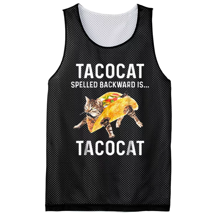 Tacocat Spelled Backward Is Tacocat Love Cat And Taco Mesh Reversible Basketball Jersey Tank