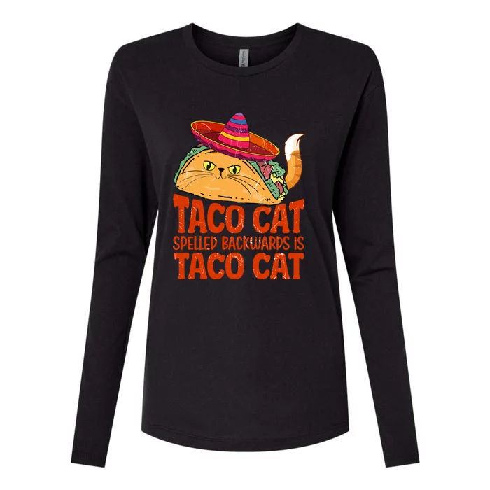 Tacocat Spelled Backward Is Tacocat Love Cat And Taco Womens Cotton Relaxed Long Sleeve T-Shirt