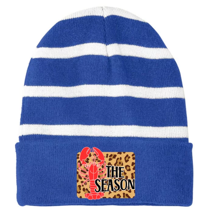 The Season Crawfish Leopard Mardi Gras Carnival Festival Gift Striped Beanie with Solid Band