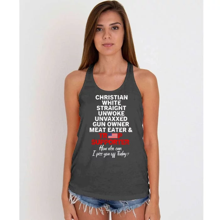 Trump Supporter Christian White Straight Unwoke Unvaxxed Women's Knotted Racerback Tank