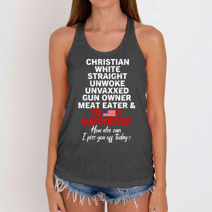 Trump Supporter Christian White Straight Unwoke Unvaxxed Women's Knotted Racerback Tank