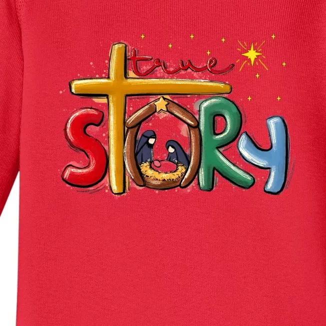 True Story Christmas Nativity Jesus Christian Christmas Baby Long Sleeve Bodysuit