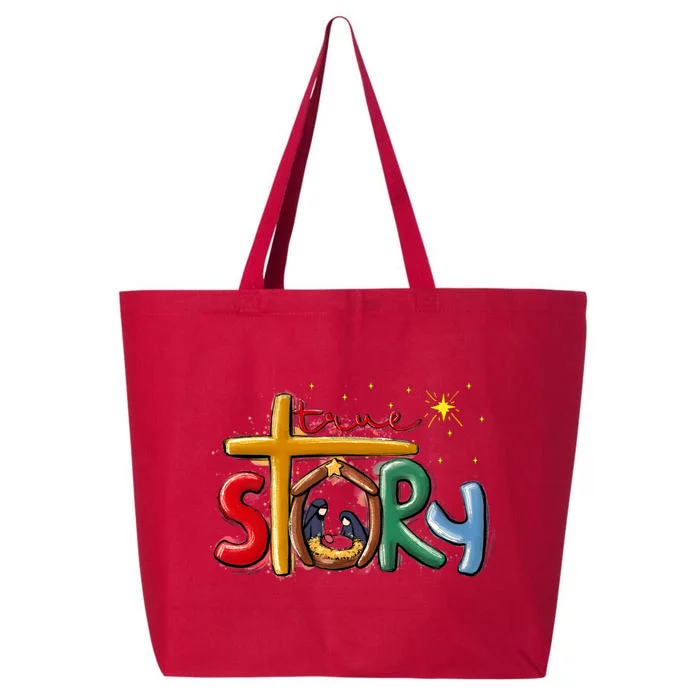 True Story Christmas Nativity Jesus Christian Christmas 25L Jumbo Tote