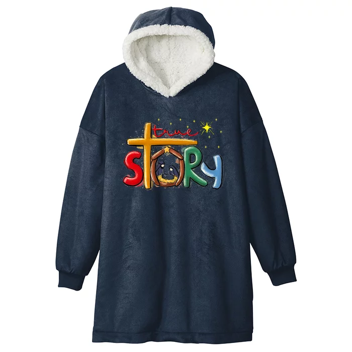 True Story Christmas Nativity Jesus Christian Christmas Hooded Wearable Blanket