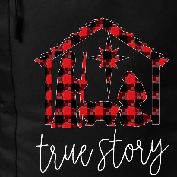 True Story Christmas Manger Nativity Scene Buffalo Plaid Daily Commute Backpack