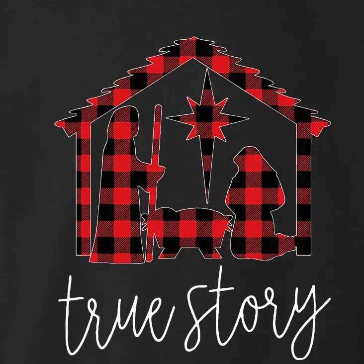 True Story Christmas Manger Nativity Scene Buffalo Plaid Toddler Hoodie