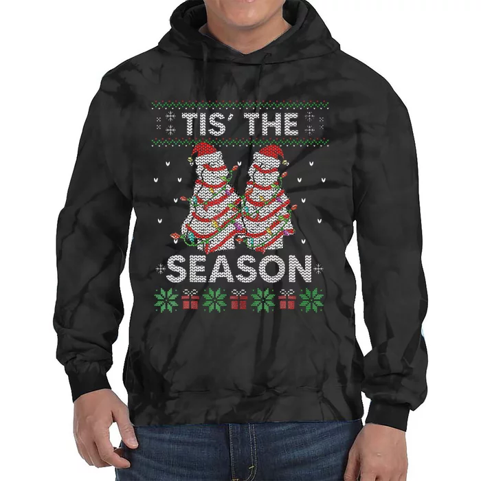 The Season Christmas Tree Cakes Debbie Becky Xmas Pyjama Tie Dye Hoodie