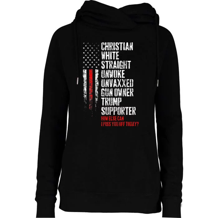 Trump Supporter Christian White Straight Unwoke Unvaxxed Womens Funnel Neck Pullover Hood