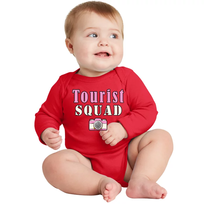 Tourist Squad Camera Girl Souvenir Vacation Travel Retro Baby Long Sleeve Bodysuit