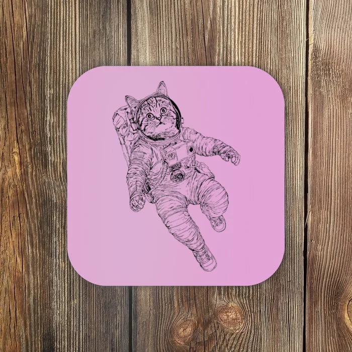 Tabby Space Cat Astronaut Kitty Graphic Coaster