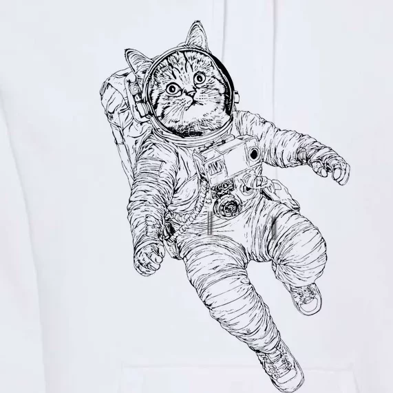 Tabby Space Cat Astronaut Kitty Graphic Premium Hoodie