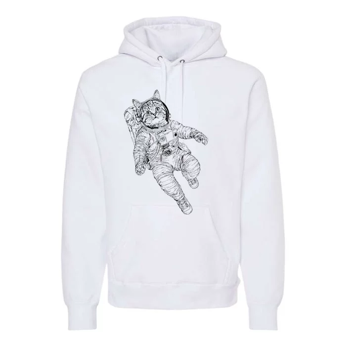 Tabby Space Cat Astronaut Kitty Graphic Premium Hoodie