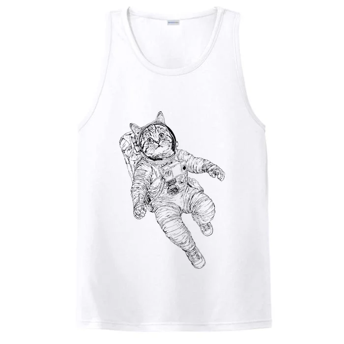 Tabby Space Cat Astronaut Kitty Graphic Performance Tank