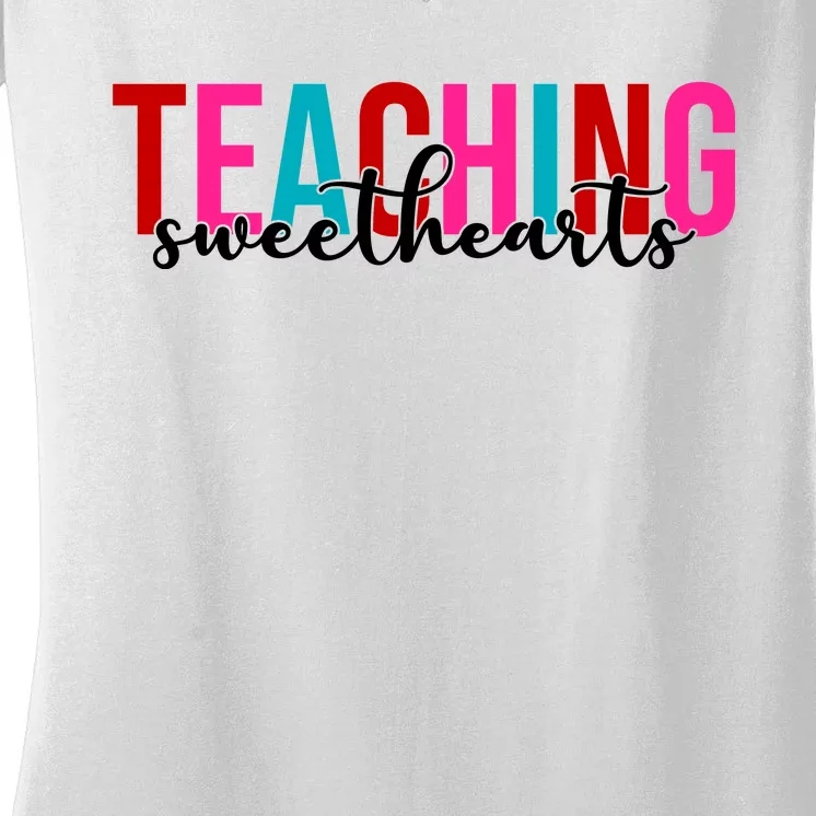 Teaching Sweethearts Colorful Teacher Women's V-Neck T-Shirt