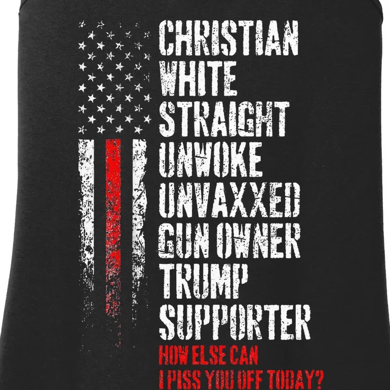 Trump Supporter Christian White Straight Unwoke Unvaxxed Ladies Essential Tank