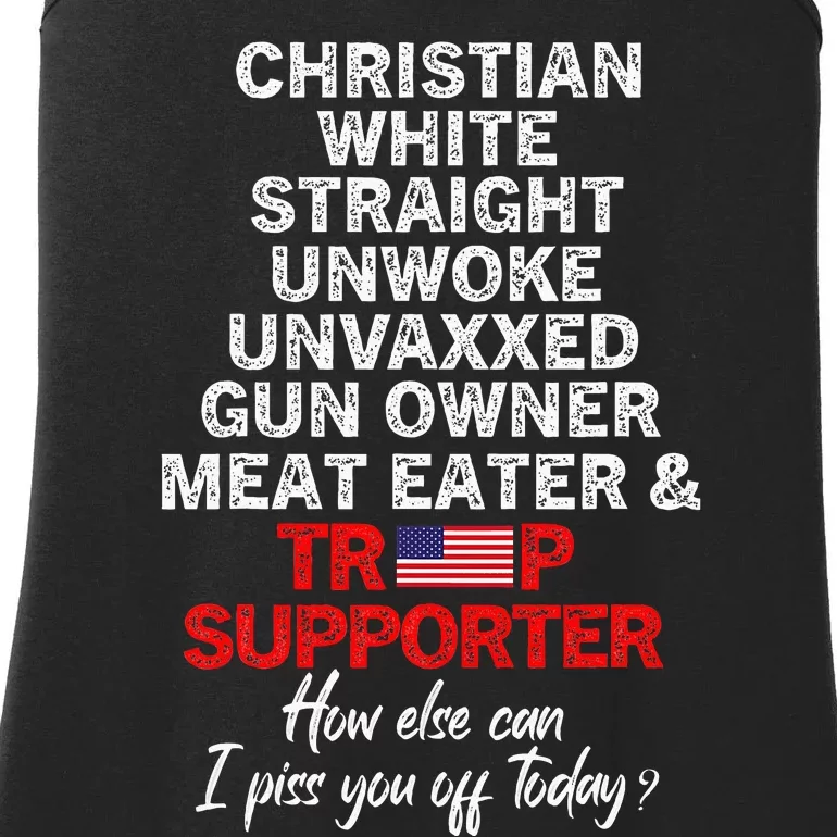 Trump Supporter Christian White Straight Unwoke Unvaxxed Ladies Essential Tank