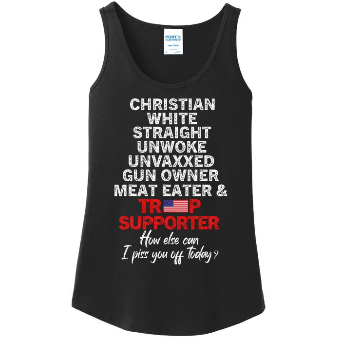 Trump Supporter Christian White Straight Unwoke Unvaxxed Ladies Essential Tank