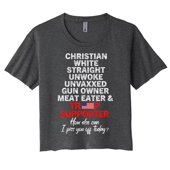 Trump Supporter Christian White Straight Unwoke Unvaxxed Women's Crop Top Tee