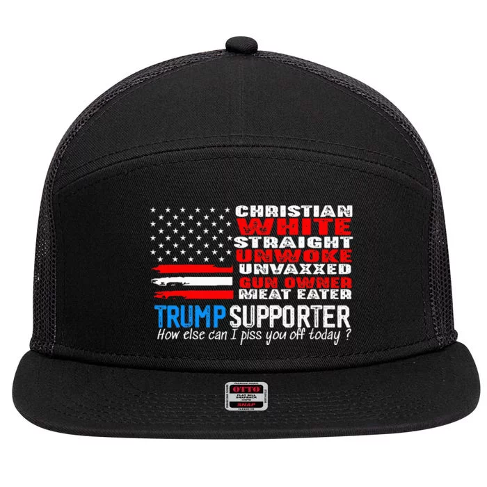 Trump Supporter Christian White Straight Unwoke Unvaxxed 7 Panel Mesh Trucker Snapback Hat