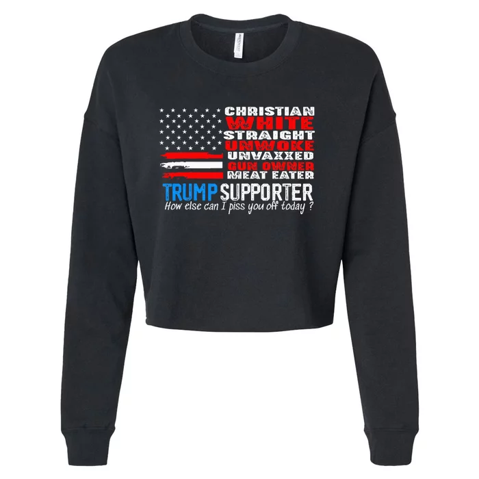 Trump Supporter Christian White Straight Unwoke Unvaxxed Cropped Pullover Crew