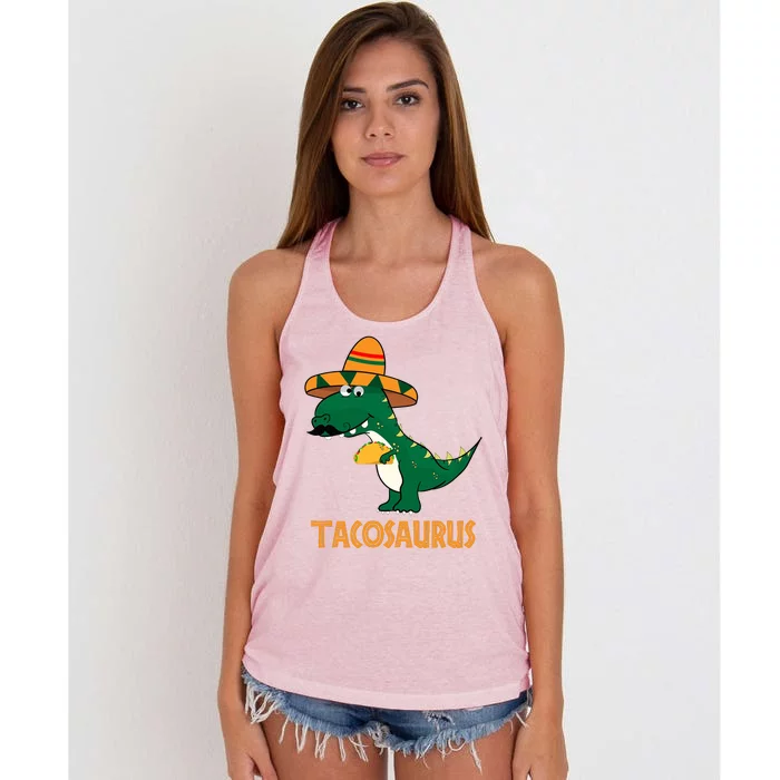 Taco Saurus Cinco De Mayo Dinosaur Women's Knotted Racerback Tank