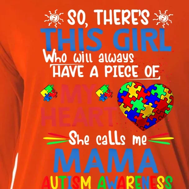 This She Calls Me Mama Autism Awareness Autistic Gift Cooling Performance Long Sleeve Crew