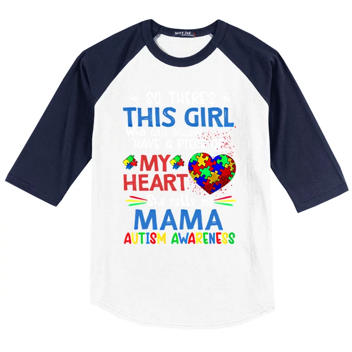 This She Calls Me Mama Autism Awareness Autistic Gift Baseball Sleeve Shirt