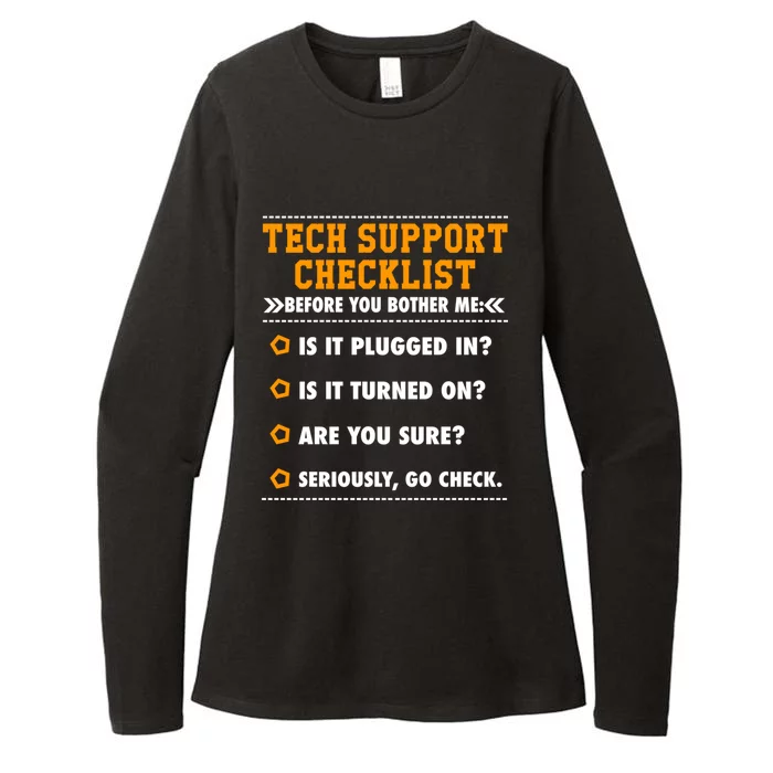 Tech Support Checklist Funny It Computer Helpdesk Saying Gift Womens CVC Long Sleeve Shirt